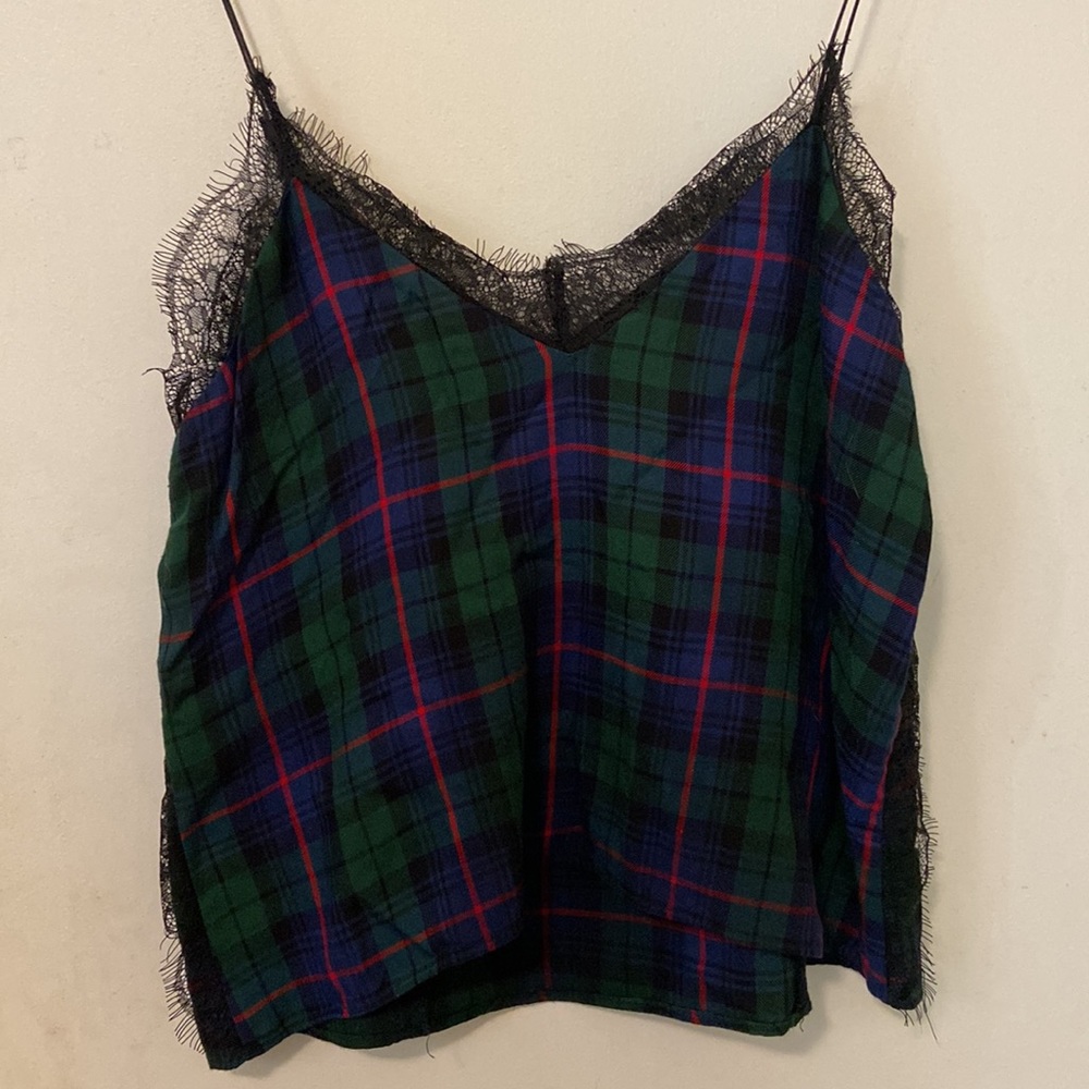 NWT Zara Trafaluc plaid lace cami